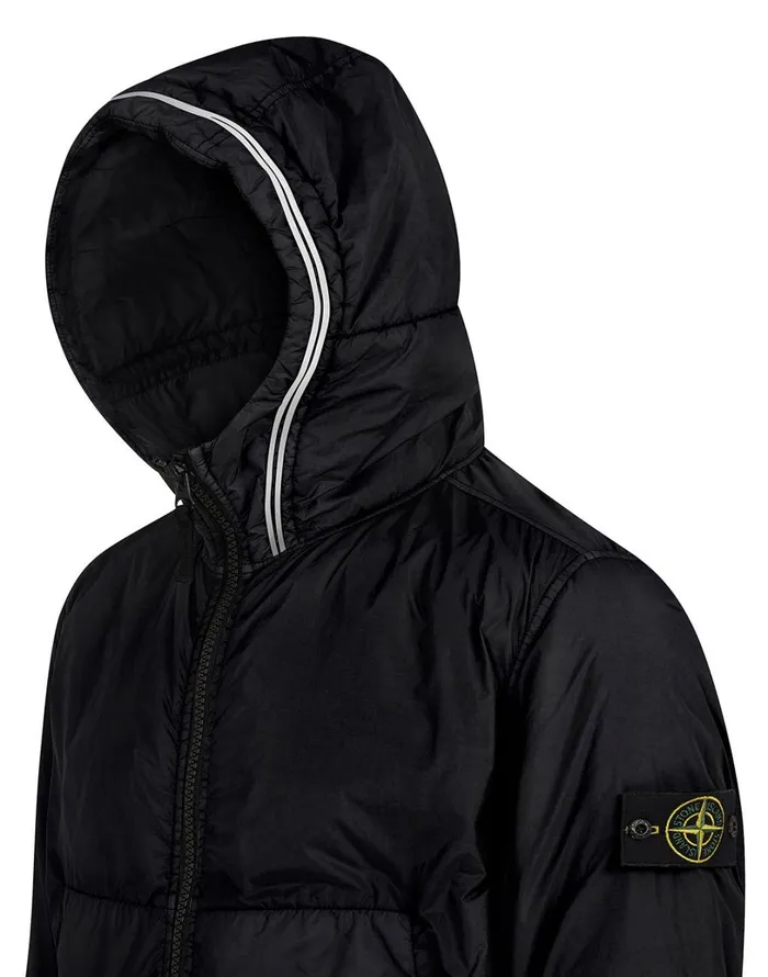 Mens 40423 Garment Dyed Crinkle Reps Ny With PrimaloftTc Hooded Blouson In Black Stone Island Coats 038 Jackets