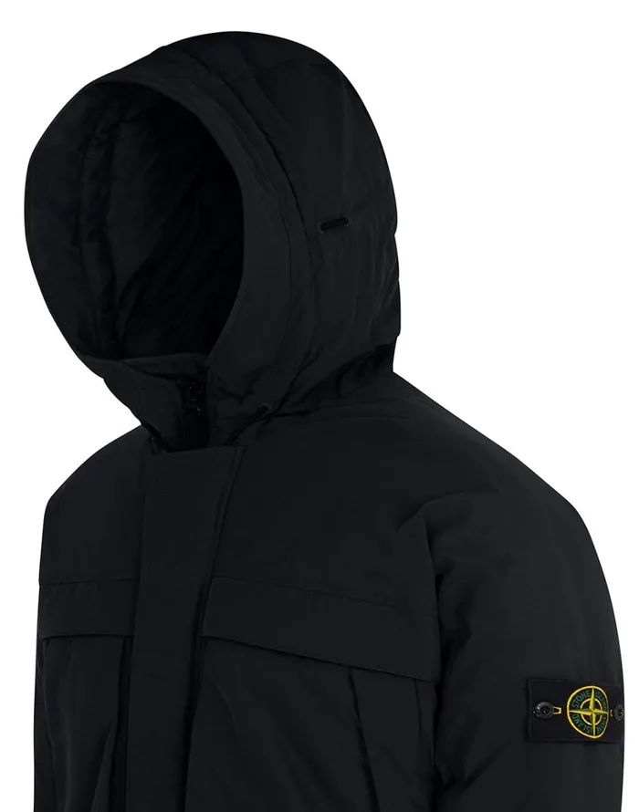 Mens 40826 Micro Reps Hooded Down Jacket In Black Stone Island Coats 038 Jackets