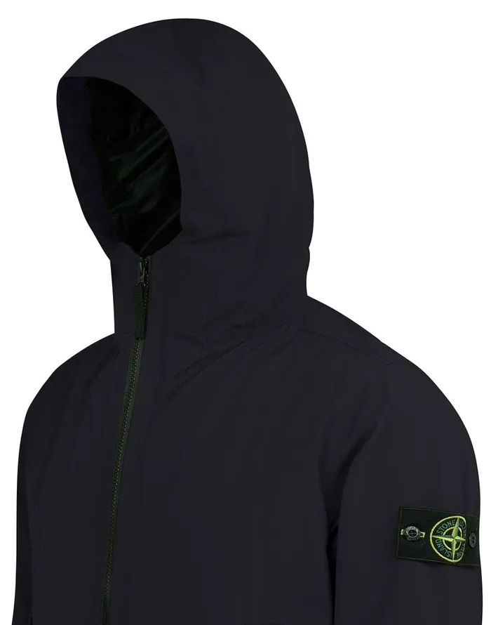 Mens 41627 Soft ShellR With Primaloft Insulation Hooded Blouson In Black Stone Island Coats 038 Jackets