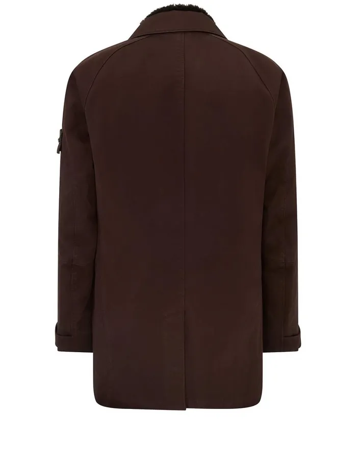 Mens 440F1 Raso Gommato Double Ghost Piece With Detachable Lining Trench Coat In Dark Brown Stone Island Coats 038 Jackets