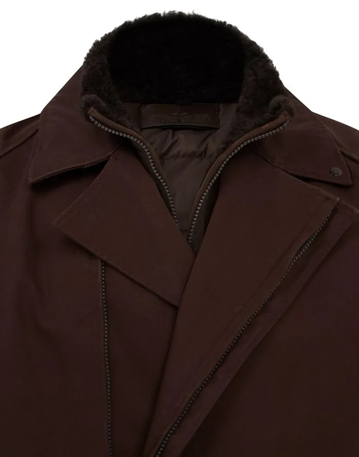 Mens 440F1 Raso Gommato Double Ghost Piece With Detachable Lining Trench Coat In Dark Brown Stone Island Coats 038 Jackets