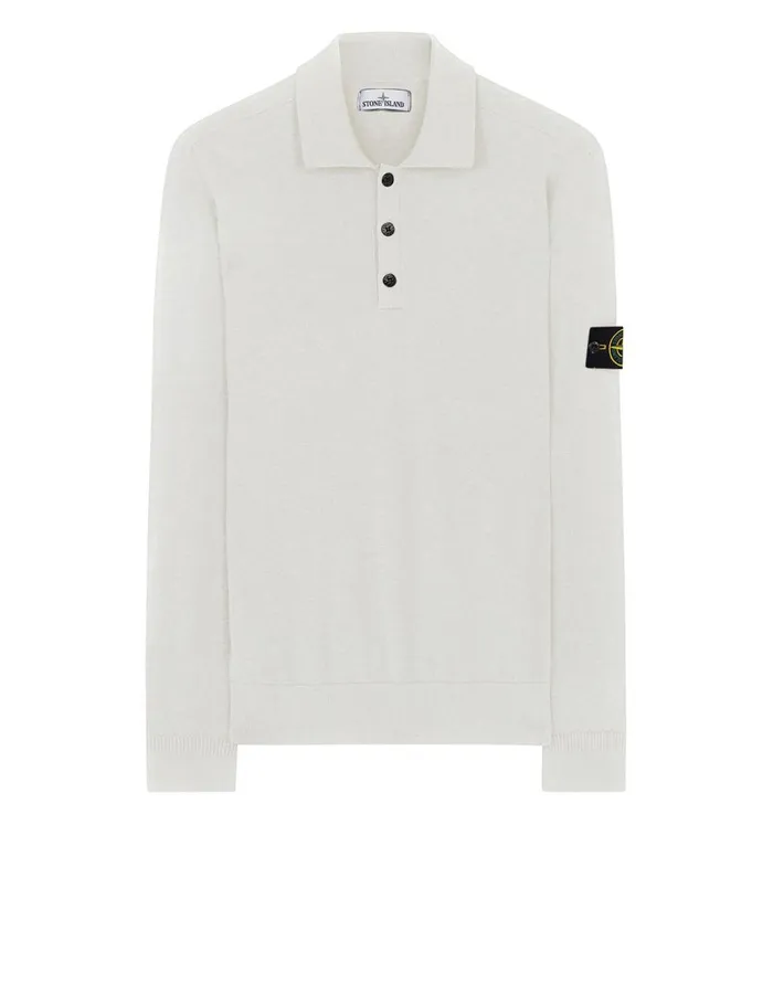 Mens 512A1 Knitted Polo Shirt In White Stone Island Polo Shirts