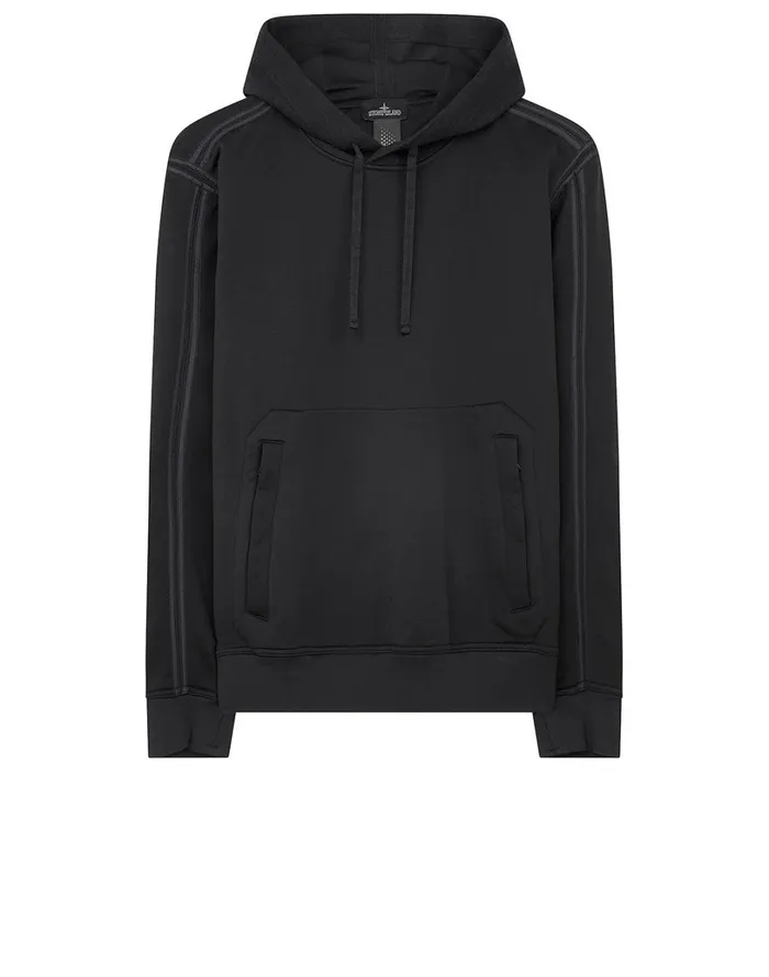 Mens 60107 Engineered Pill Hoodie In Black Stone Island Sweatshirts