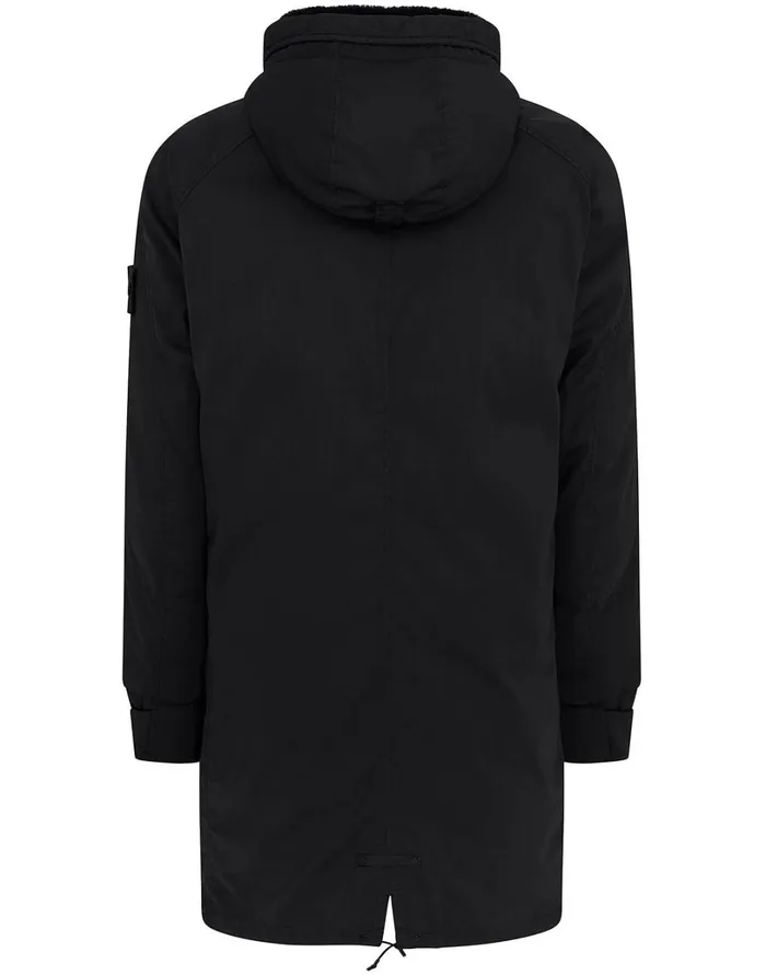 Mens 716F2 Stretch Wool NylonTc Down Ghost Piece Fishtail Parka In Black Stone Island Coats 038 Jackets