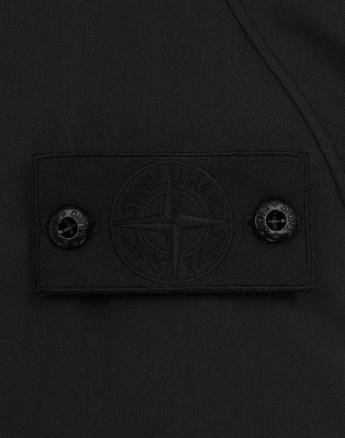 Mens 716F2 Stretch Wool NylonTc Down Ghost Piece Fishtail Parka In Black Stone Island Coats 038 Jackets