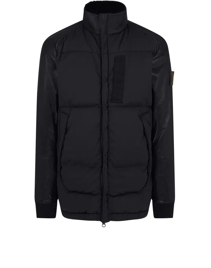 Mens Coats and Jackets Stone Island 002F3 Featherweight Leather With Stretch Wool Nylon Down Ghost Piece Blouson In BlackJackets Black Mens Coats and Jackets Stone Island 002F3 Featherweight Leather With Stretch Wool Nylon Down Ghost Piece Blouson In BlackJackets Black
