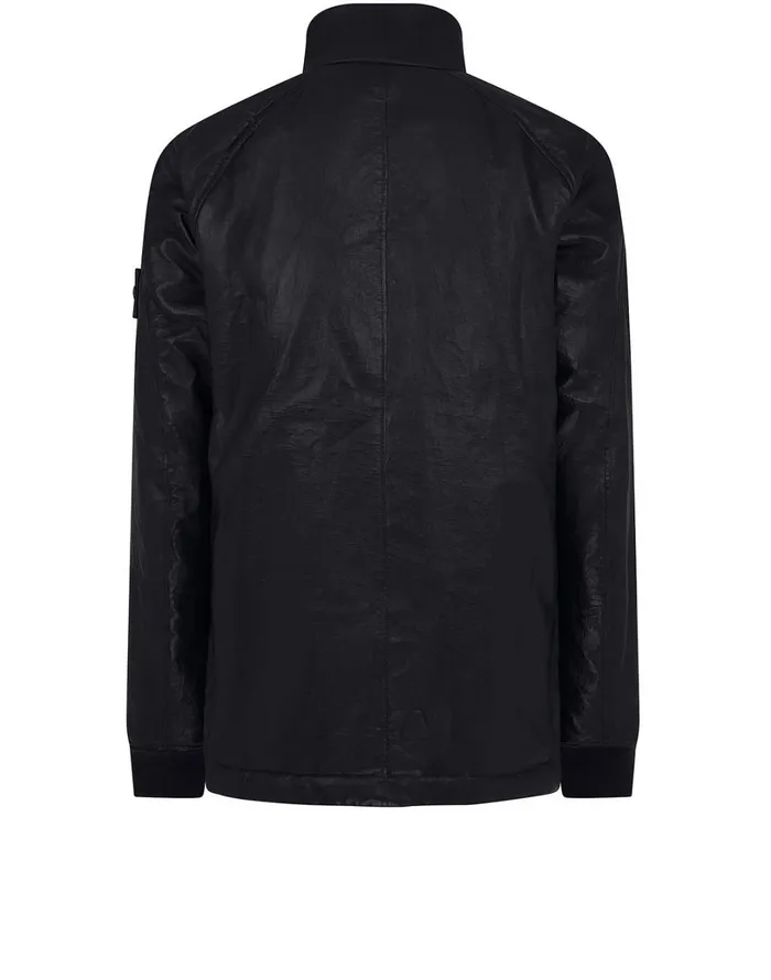 Mens Coats and Jackets Stone Island 002F3 Featherweight Leather With Stretch Wool Nylon Down Ghost Piece Blouson In BlackJackets Black