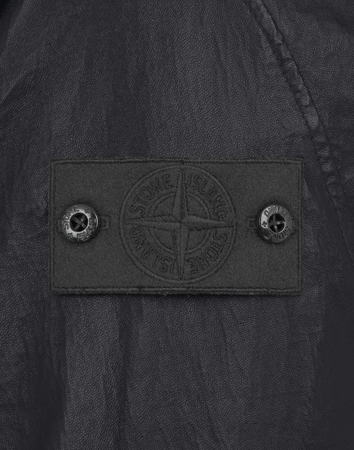 Mens Coats and Jackets Stone Island 002F3 Featherweight Leather With Stretch Wool Nylon Down Ghost Piece Blouson In BlackJackets Black