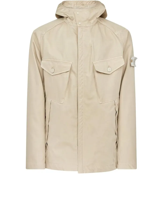 Mens Coats and Jackets Stone Island 441F1 Raso Gommato Double Ghost Piece Hooded Jacket In BeigeJackets Beige Mens Coats and Jackets Stone Island 441F1 Raso Gommato Double Ghost Piece Hooded Jacket In BeigeJackets Beige