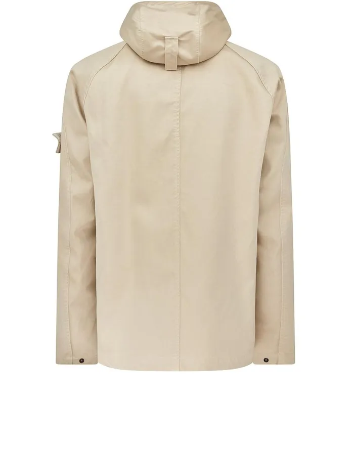 Mens Coats and Jackets Stone Island 441F1 Raso Gommato Double Ghost Piece Hooded Jacket In BeigeJackets Beige