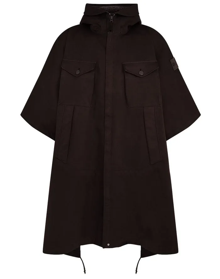 Mens Coats and Jackets Stone Island 717F1 Raso Gommato Double Ghost Piece Hooded Cape In Dark BrownJackets Dark Brown Mens Coats and Jackets Stone Island 717F1 Raso Gommato Double Ghost Piece Hooded Cape In Dark BrownJackets Dark Brown