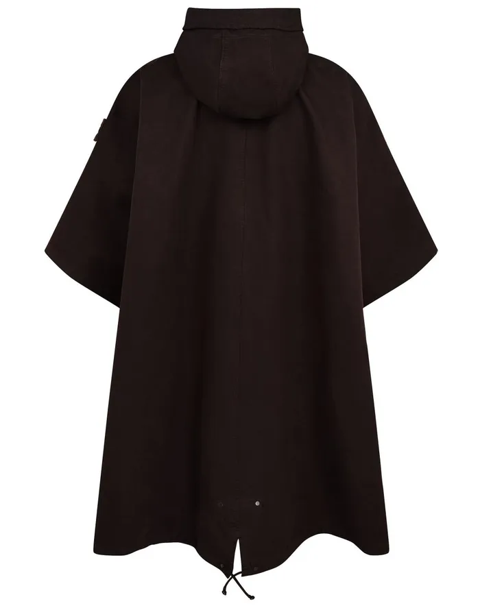 Mens Coats and Jackets Stone Island 717F1 Raso Gommato Double Ghost Piece Hooded Cape In Dark BrownJackets Dark Brown