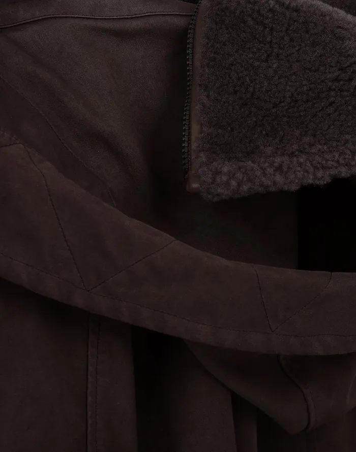 Mens Coats and Jackets Stone Island 717F1 Raso Gommato Double Ghost Piece Hooded Cape In Dark BrownJackets Dark Brown