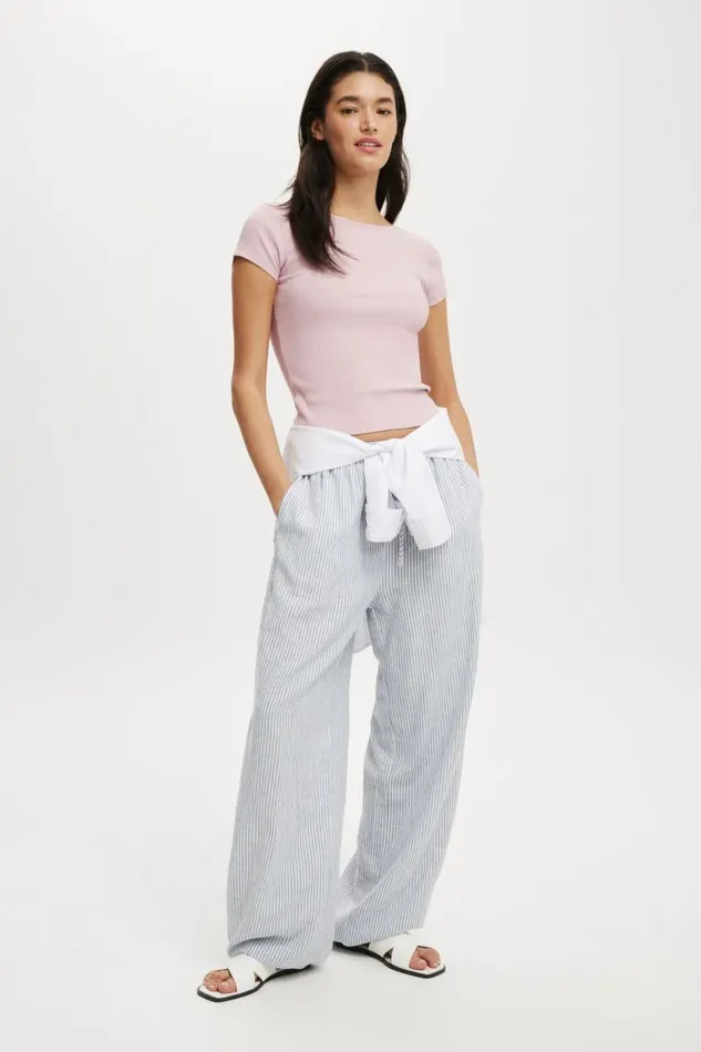 Mia Low Back Short Sleeve Top Dusk Pink Women Cotton On Tops