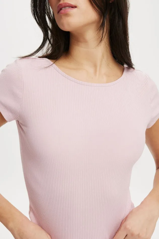 Mia Low Back Short Sleeve Top Dusk Pink Women Cotton On Tops