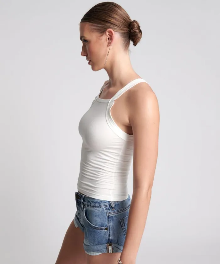 MIAMI BAMBOO LOGO TANK WHITE Women One Teaspoon Tees and Tanks MIAMI BAMBOO LOGO TANK WHITE Women One Teaspoon Tees and Tanks