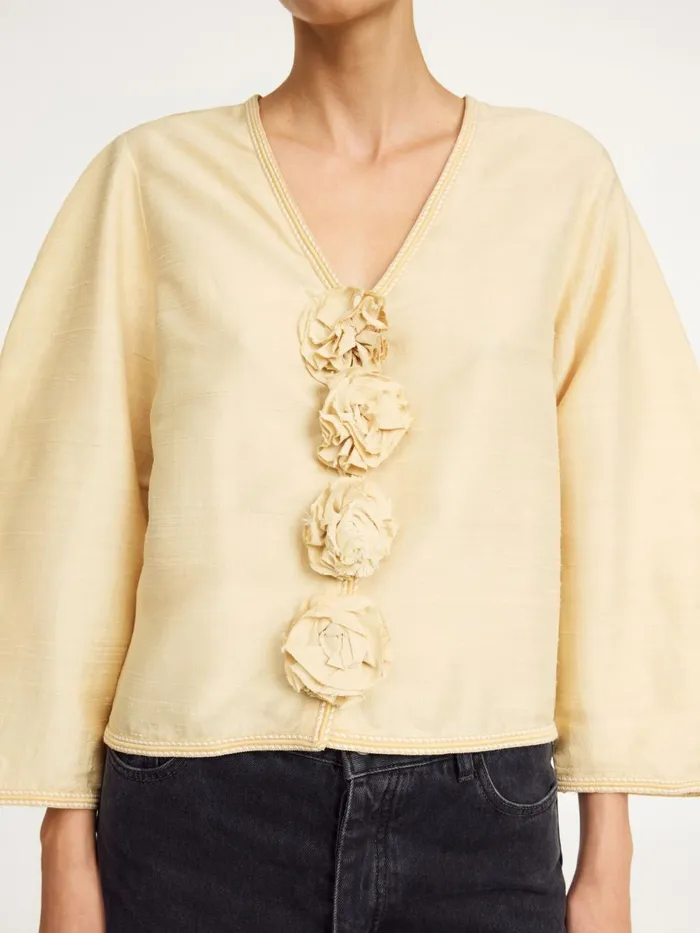 Mineas Silk Top Sea Mist Women By Malene Birger Tops and Blouses