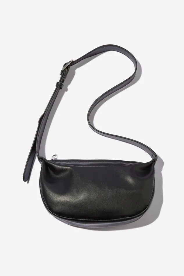 Mini Bowie Crescent Bag Black Pu Women Cotton On Bags and Belts