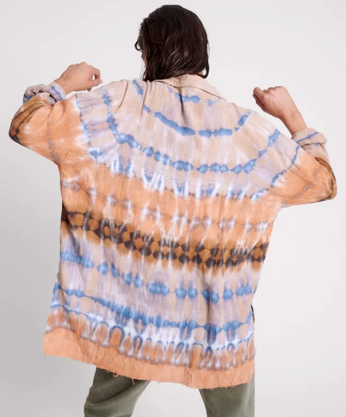 MIRAGE HAND TIE DYED MUSLIN LONG LINE SHIRT Women One Teaspoon Shirts MIRAGE HAND TIE DYED MUSLIN LONG LINE SHIRT Women One Teaspoon Shirts