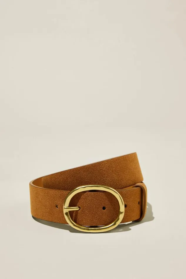 Molten Buckle Belt Tanbrushed Gold Women Cotton On Bags and Belts