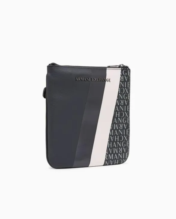 Monogram And Stripe Flat Shoulder Bag Navyblue Men Armani Crossbody Bags Monogram And Stripe Flat Shoulder Bag Navyblue Men Armani Crossbody Bags