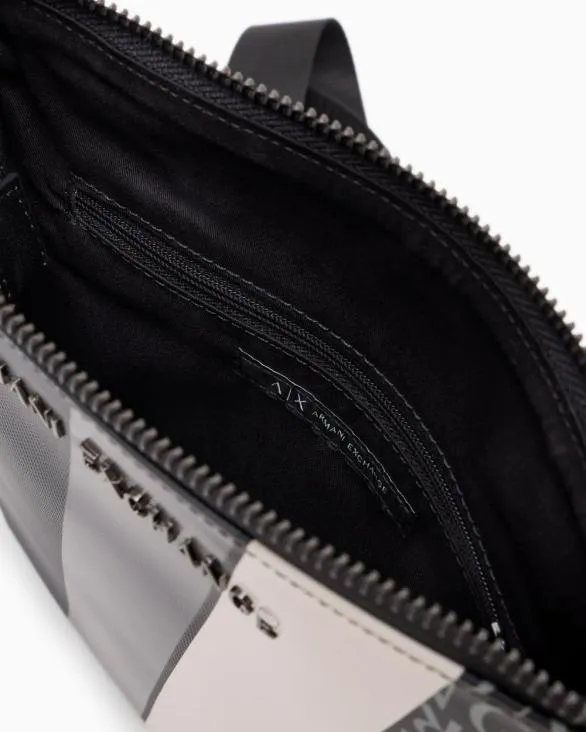 Monogram And Stripe Flat Shoulder Bag Navyblue Men Armani Crossbody Bags Monogram And Stripe Flat Shoulder Bag Navyblue Men Armani Crossbody Bags
