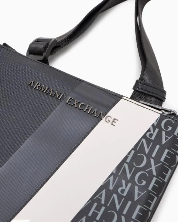 Monogram And Stripe Flat Shoulder Bag Navyblue Men Armani Crossbody Bags Monogram And Stripe Flat Shoulder Bag Navyblue Men Armani Crossbody Bags