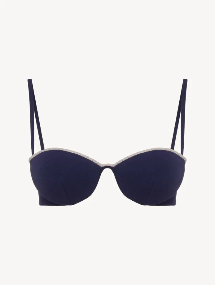Monogram Bandeau Bikini Top In Navy Swim La Perla Bikinis
