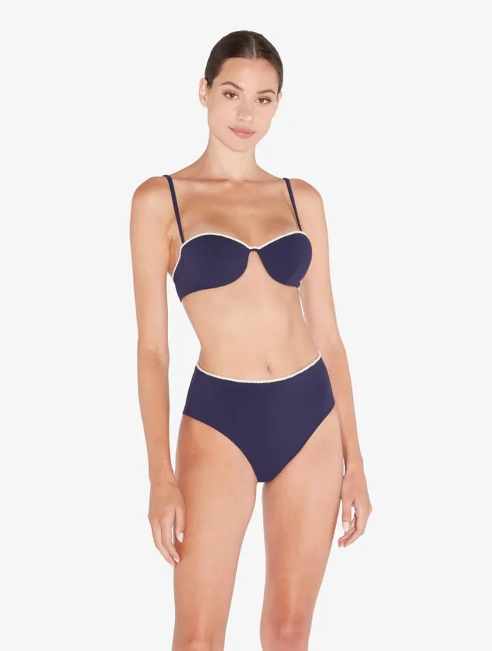 Monogram Bandeau Bikini Top In Navy Swim La Perla Bikinis