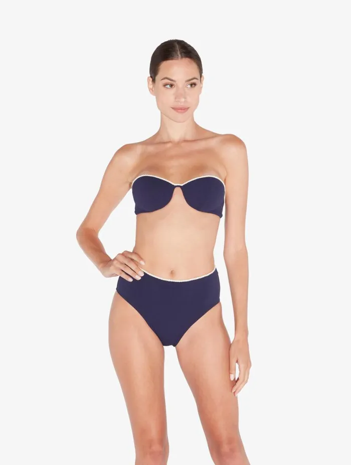 Monogram Bandeau Bikini Top In Navy Swim La Perla Bikinis