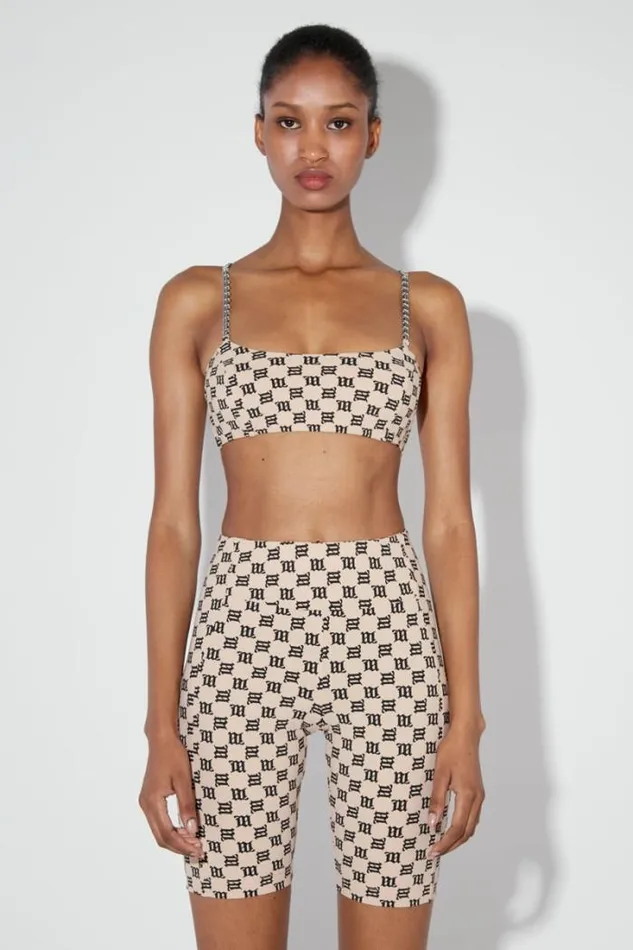 Monogram Spaghetti Bralette Beige Women MISBHV Tops