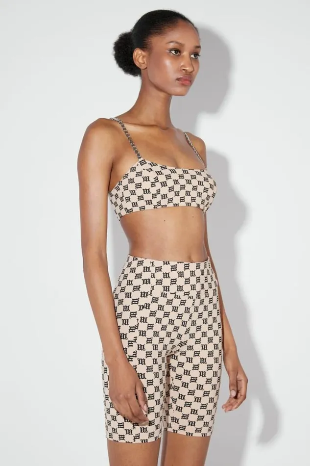 Monogram Spaghetti Bralette Beige Women MISBHV Tops
