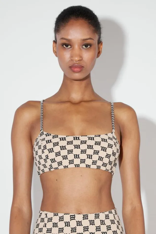 Monogram Spaghetti Bralette Beige Women MISBHV Tops