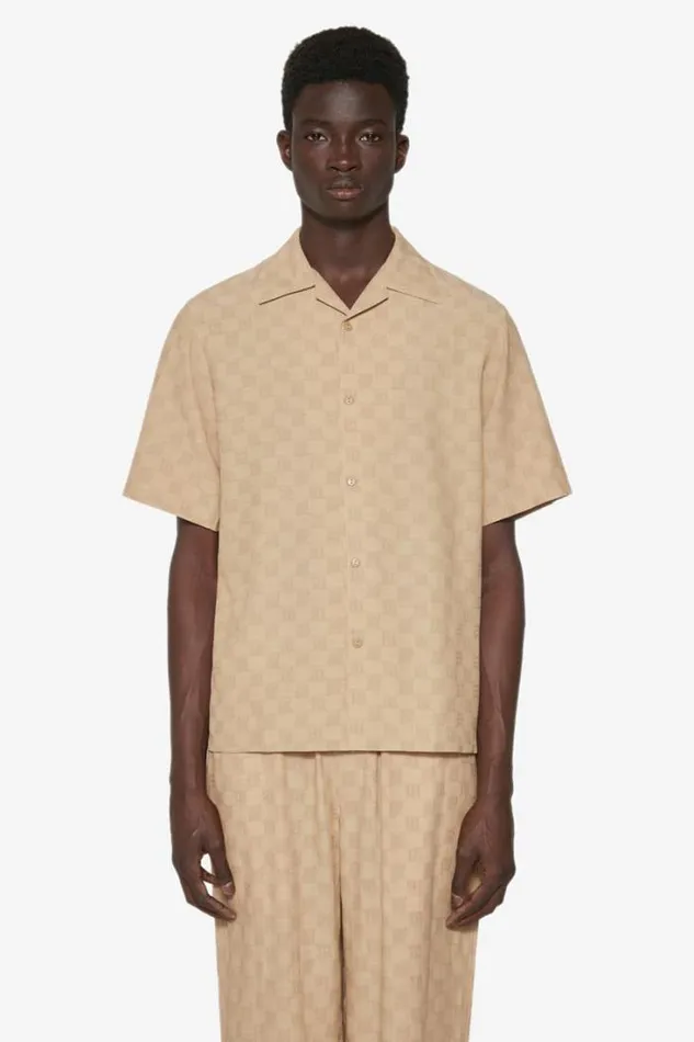 Monogram Viscose Wool Shirt Beige Men MISBHV Tops