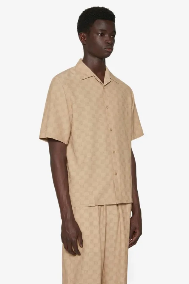 Monogram Viscose Wool Shirt Beige Men MISBHV Tops