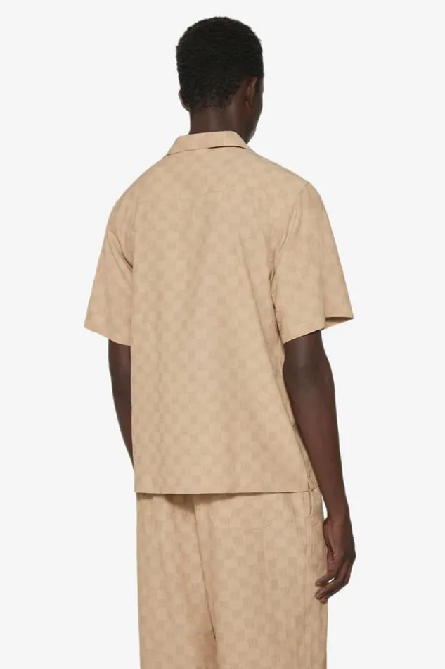 Monogram Viscose Wool Shirt Beige Men MISBHV Tops