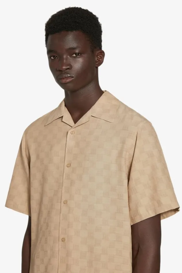 Monogram Viscose Wool Shirt Beige Men MISBHV Tops