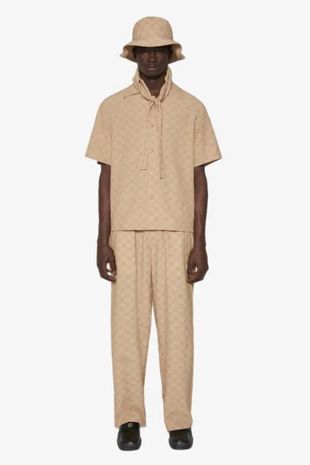Monogram Viscose Wool Shirt Beige Men MISBHV Tops
