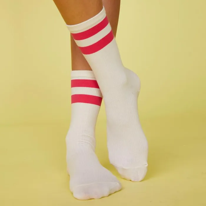 MONROW ACCESSORIES Stripe Socks Bone Raspberry 8211 Shop