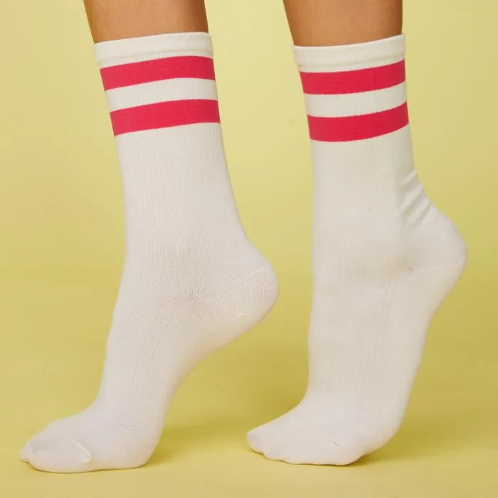 MONROW ACCESSORIES Stripe Socks Bone Raspberry 8211 Shop