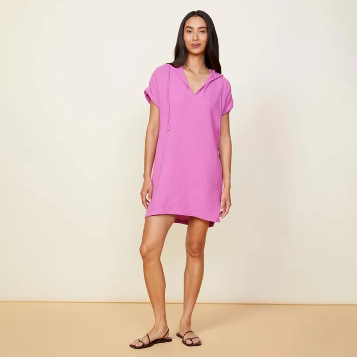 MONROW DRESSES Gauze Hooded Dress Violet Pink 8211 Shop
