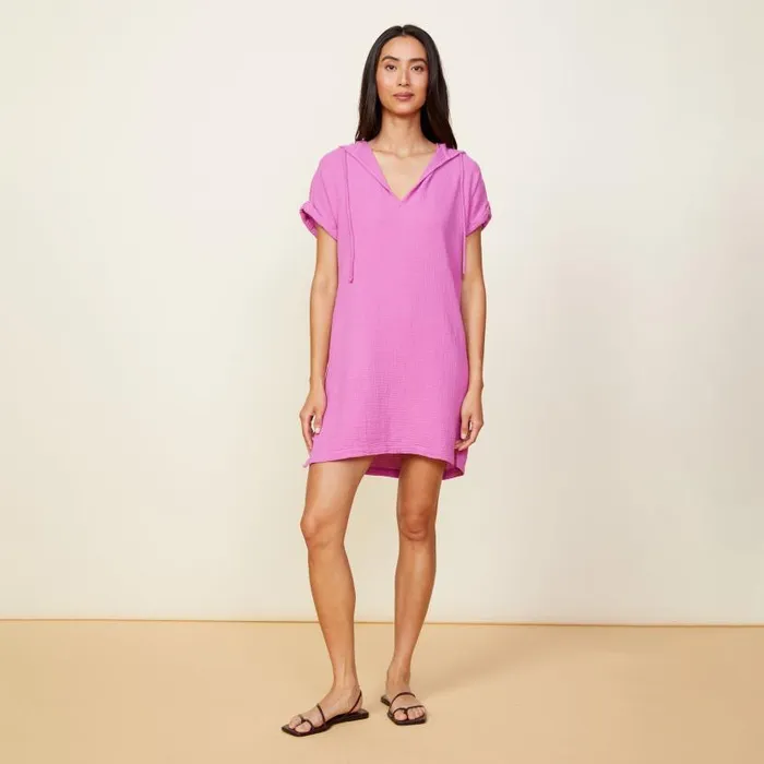 MONROW DRESSES Gauze Hooded Dress Violet Pink 8211 Shop