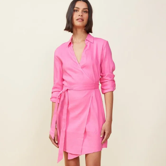 MONROW DRESSES Linen Mini Dress Rose Bud 8211 Shop