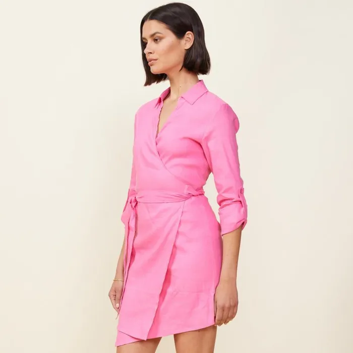 MONROW DRESSES Linen Mini Dress Rose Bud 8211 Shop