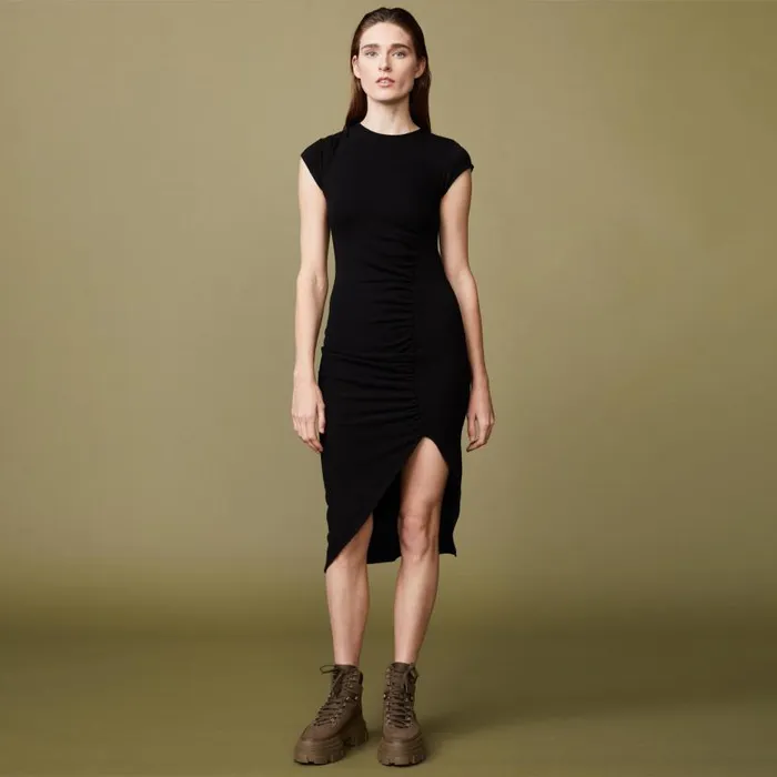 MONROW DRESSES Supersoft Cap Sleeve Shirred Dress Black 8211 Shop
