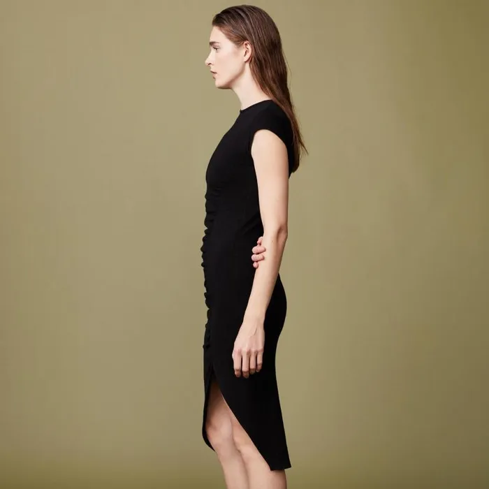 MONROW DRESSES Supersoft Cap Sleeve Shirred Dress Black 8211 Shop