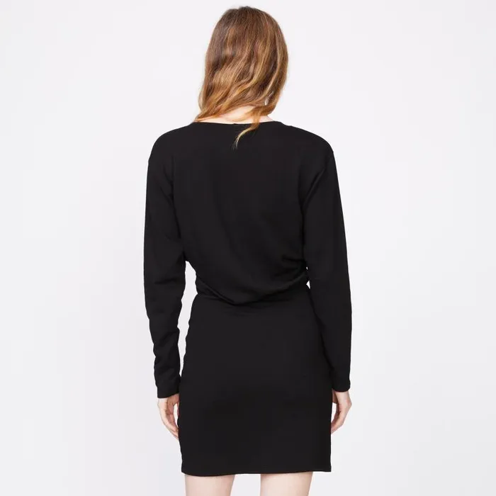 MONROW DRESSES Supersoft Fleece Cross Over V Dress Black 8211 Shop