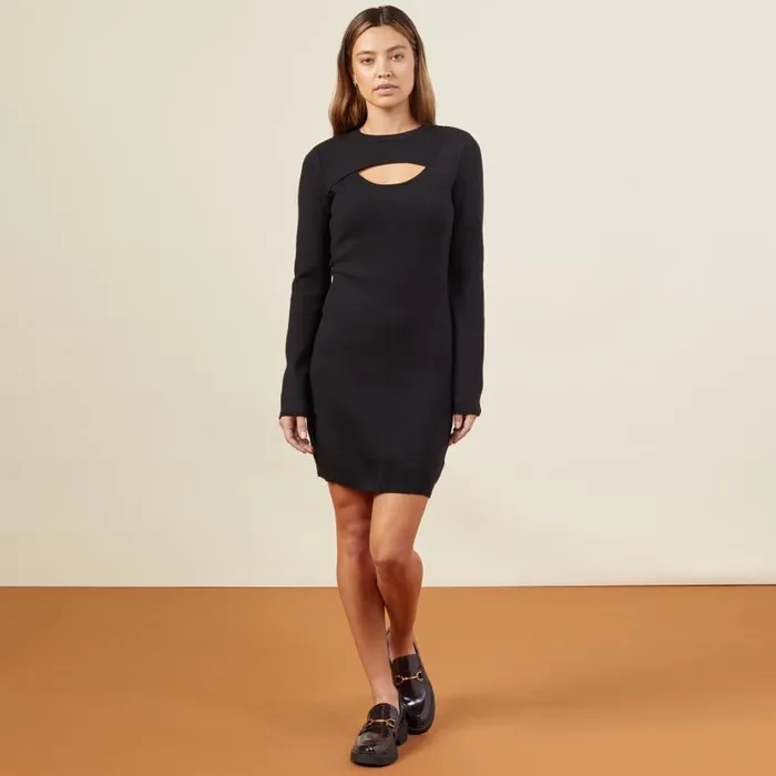 MONROW DRESSES Supersoft Sweater Knit Cut Out Dress Black 8211 Shop