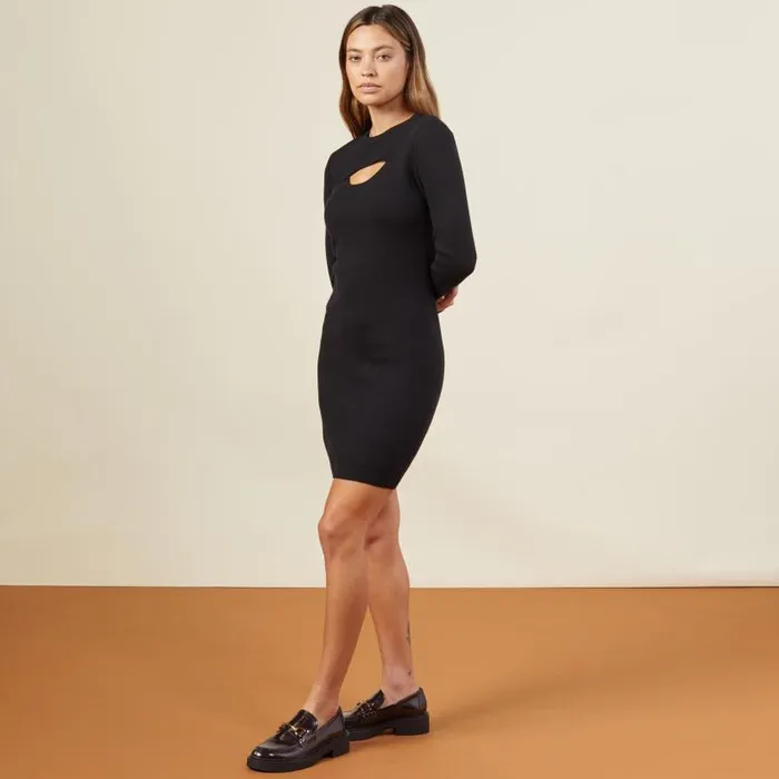 MONROW DRESSES Supersoft Sweater Knit Cut Out Dress Black 8211 Shop