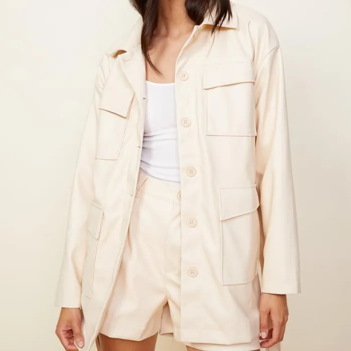MONROW JACKETS Faux Leather Pocket Jacket Off White 8211 Shop